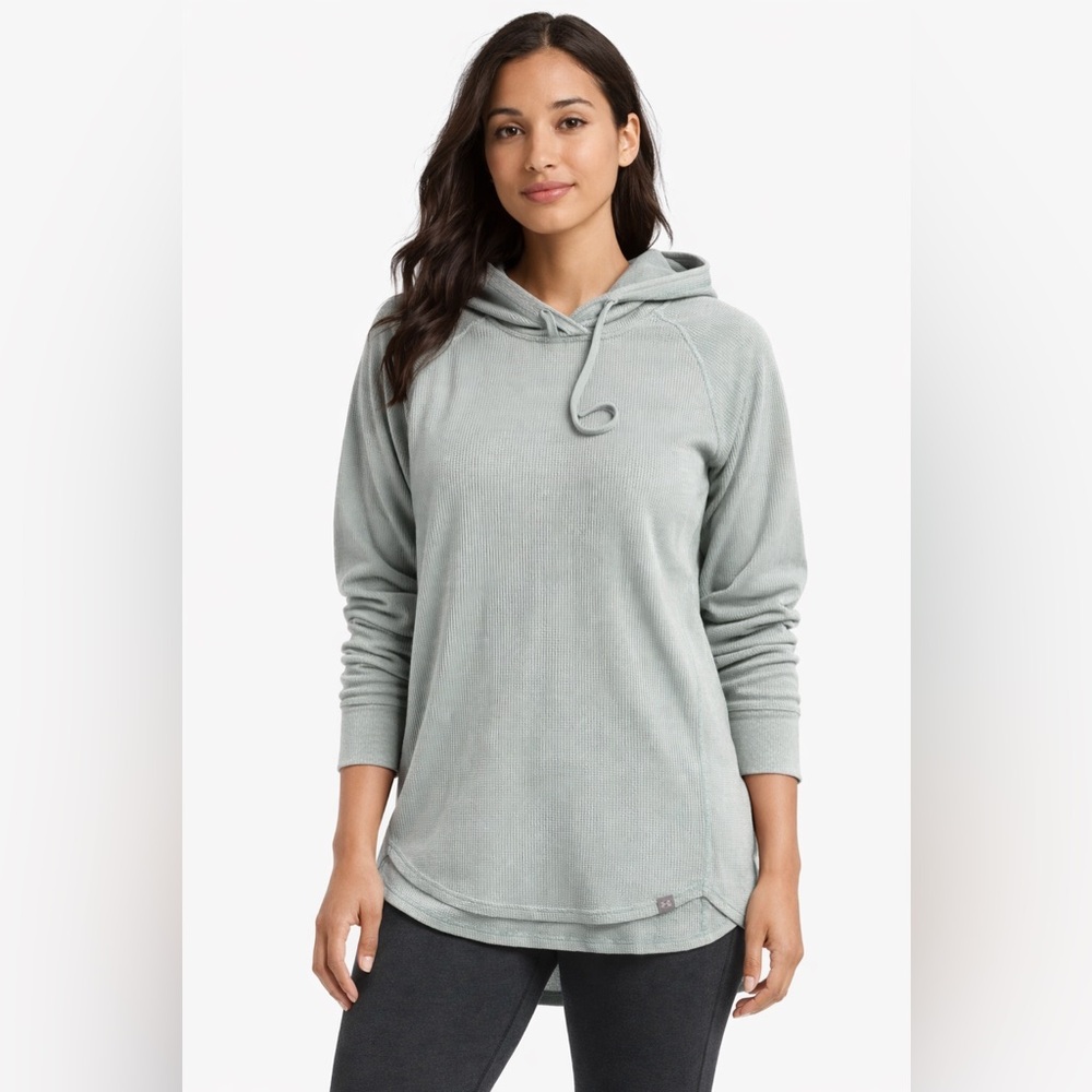 Under Armour Women’s Sage Green‎ Waffle Knit Hoodie Lightweight Pullover Large